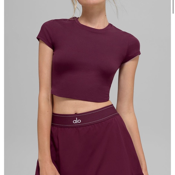 ALO Yoga Tops - Alo Yoga Burgundy Cropped Tee